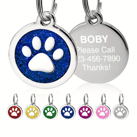 Médaille pour chien ronde avec patte scintillante à personnaliser