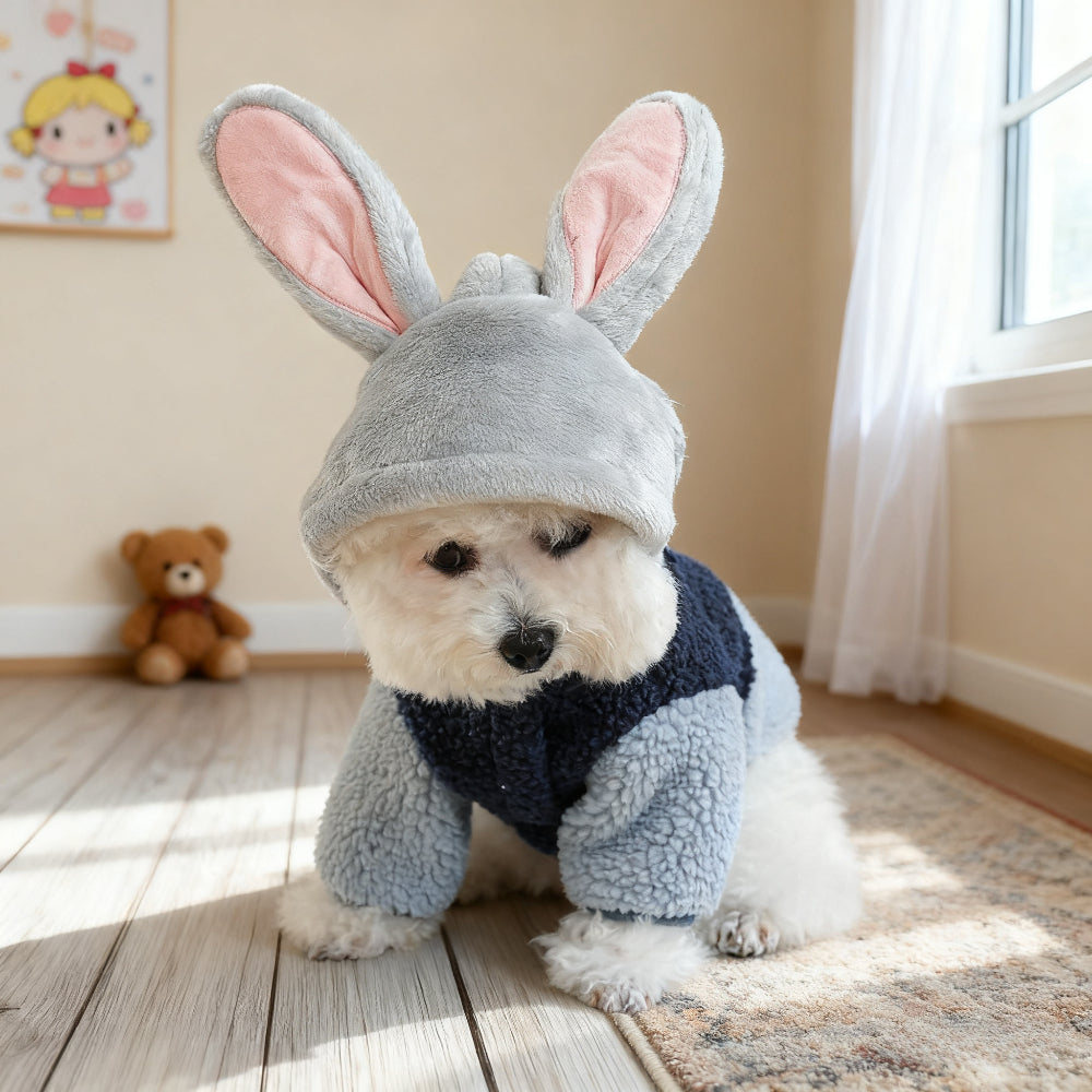 Sweat à capuche mignon pour chiens, costume de lapin pour Pâques, tout doux et tout chaud