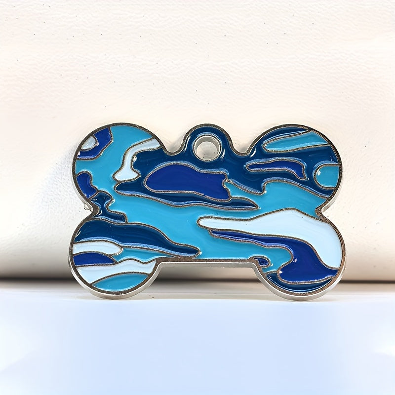 Médaille d'identification personnalisée pour chien, en forme d'os, diverses couleurs de camouflage