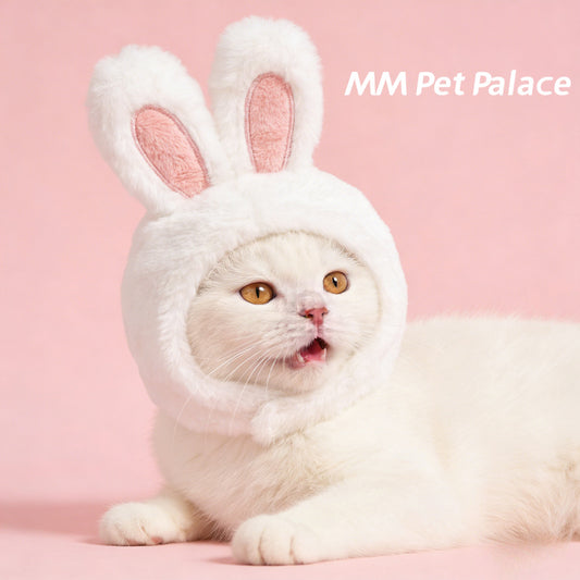 Casque tout doux à oreilles de lapin pour chat, costume mignon pour Pâques, lavable à sec uniquement