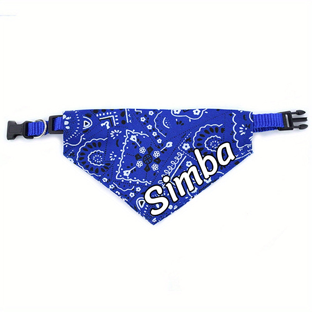 Bandana personnalisable et collier ajustable pour chien - Nom personnalisé, fermeture à pression, plusieurs couleurs disponibles : rose, noir, rouge et bleu