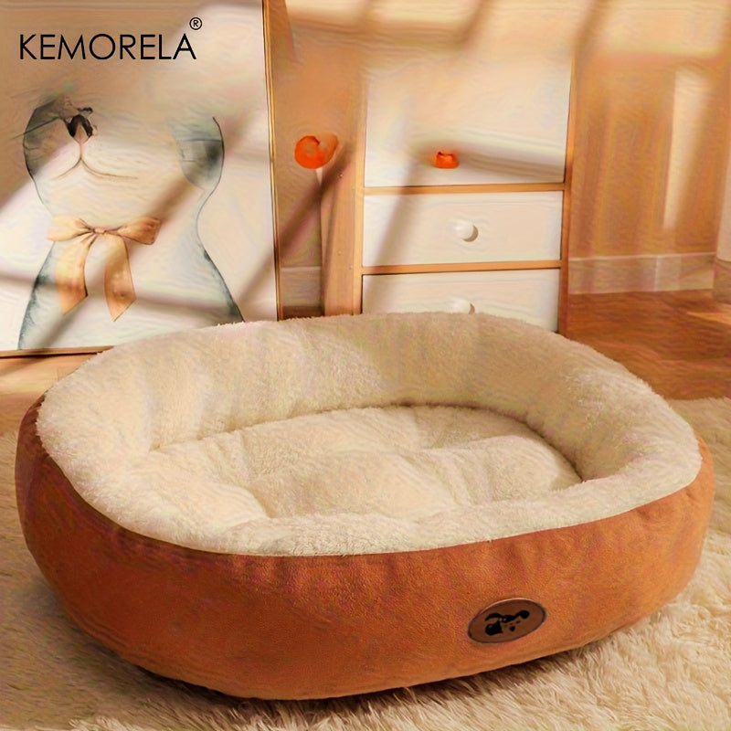 Lit ovale douillet en peluche pour chiens et chats, moelleux et épais, diverses couleurs