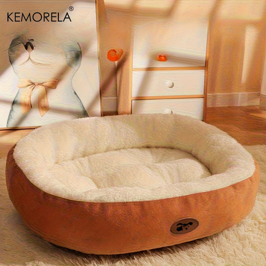 Lit ovale douillet en peluche pour chiens et chats, moelleux et épais, diverses couleurs