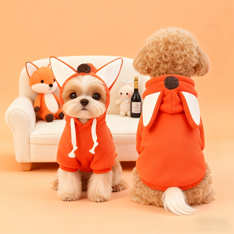 Sweat à capuche chaud pour petits et moyens chiens, costume mignon de renard, orange