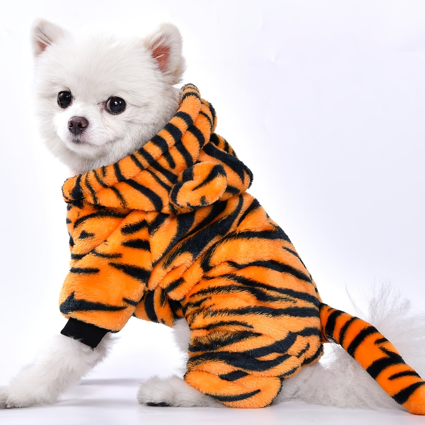 Costume de tigre pour chien de tailles petite et moyenne, doux et chaud, confortable à porter