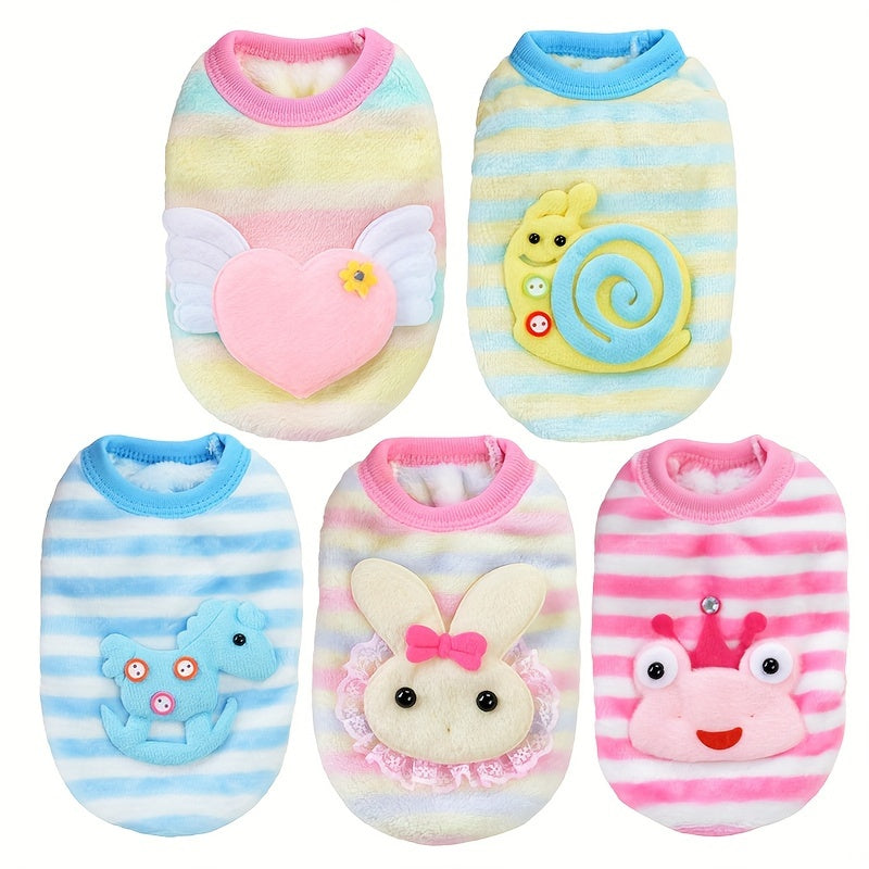 Gilet douillet en polaire pour chien avec jolis motifs d'animaux : lapin, escargot, grenouille, poney, etc - idéal pour les petites races - lavable à la main uniquement