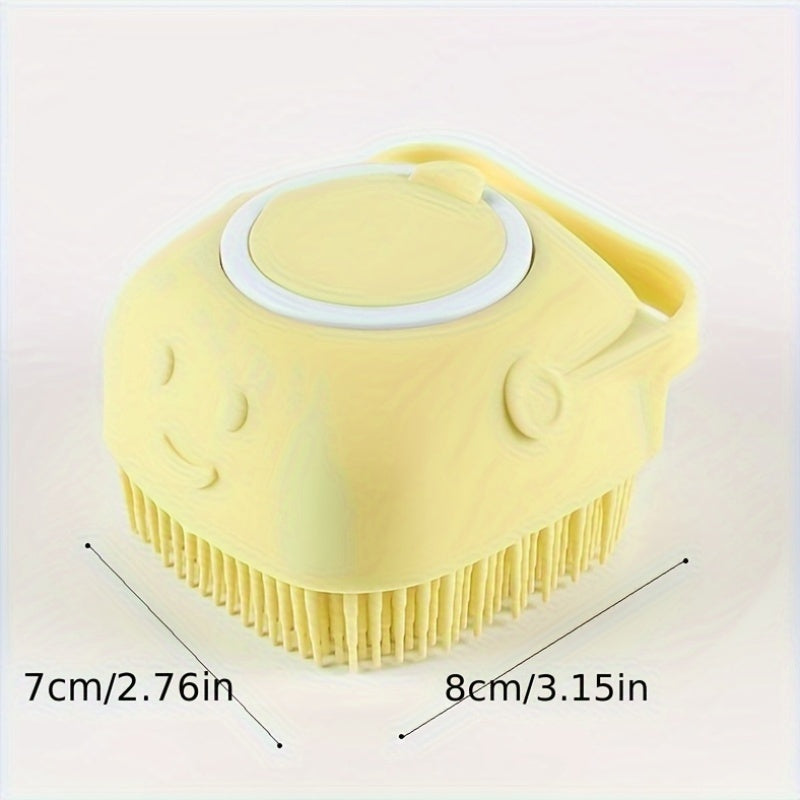 Brosse de toilettage 2 en 1 en silicone avec compartiment pour shampoing, poignée ergonomique, différentes couleurs