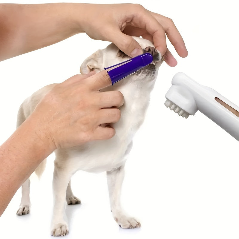 Kit pour soins bucco-dentaires comprenant : brosses à dents, dentifrice, embouts pour doigts et brosses de toilettage. Pour chats et chiens