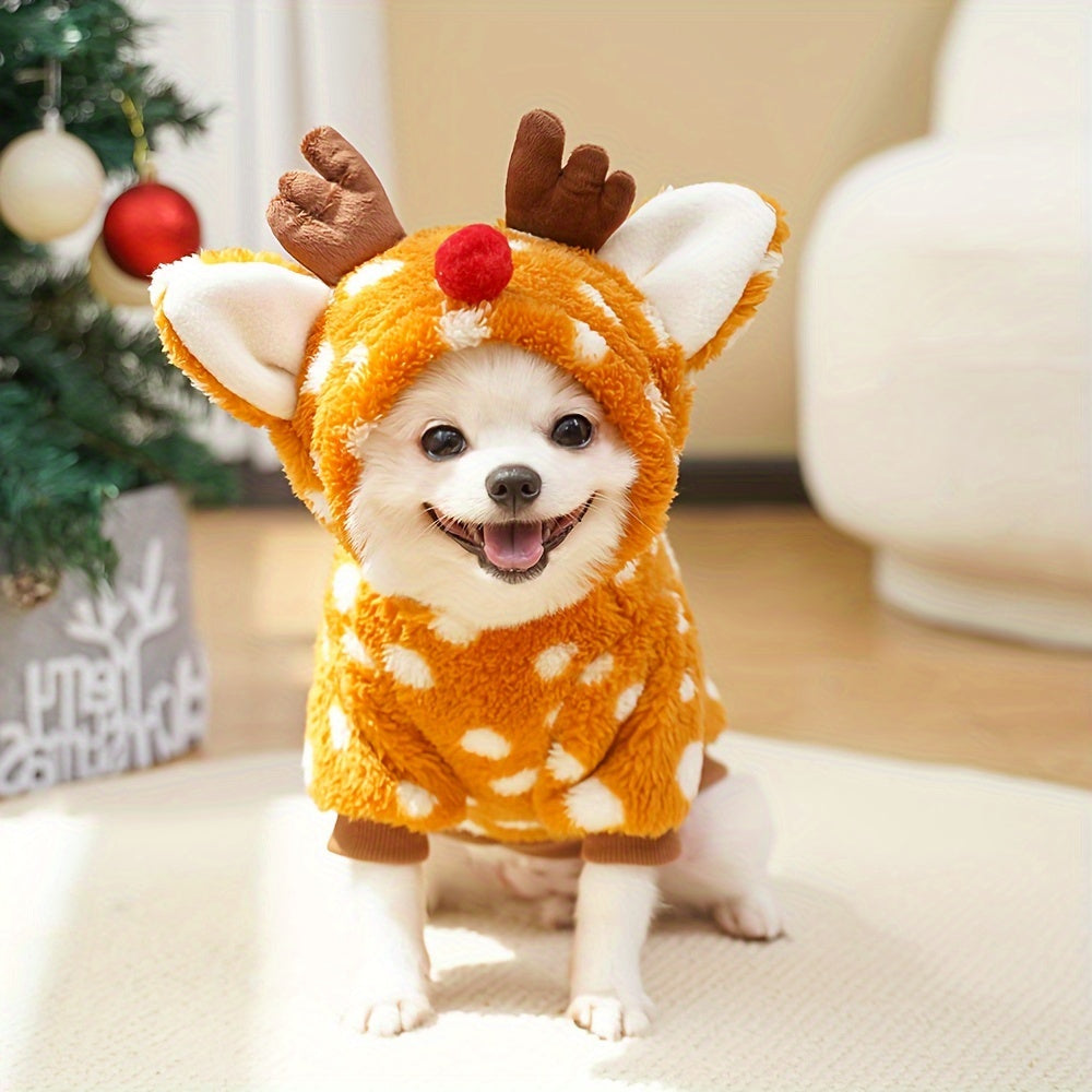 Costume de Noël en peluche pour chiens de tailles petite et moyenne, design de petite biche mignonne