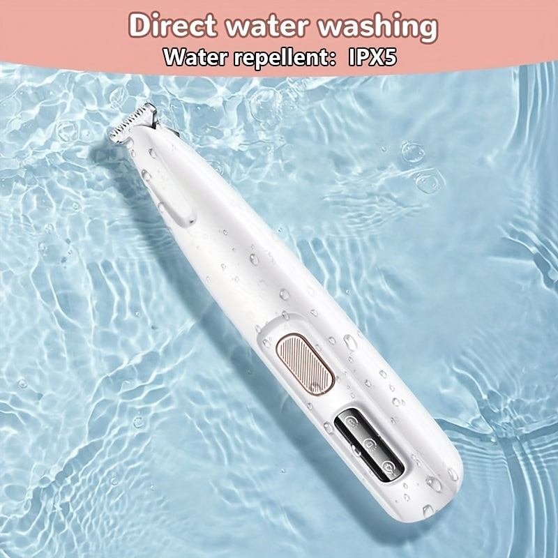 Tondeuse multifonctionnelle pour animaux de compagnie, rechargeable par USB, silencieuse avec lumière LED, adaptée aux pattes, aux yeux, aux oreilles, au visage et aux hanches, blanche
