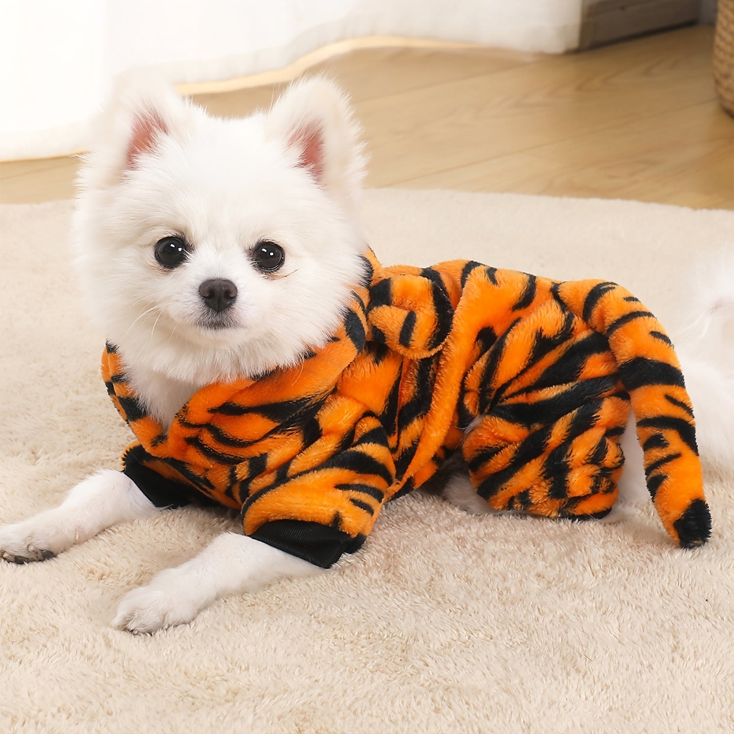 Costume de tigre pour chien de tailles petite et moyenne, doux et chaud, confortable à porter