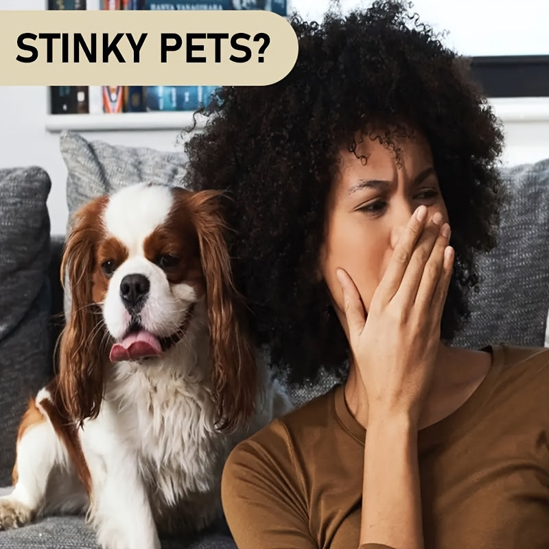Shampooing pour chien et chat au parfum rafraîchissant, aux propriétés nettoyantes et hydratantes en profondeur, double action soin de la peau et élimination des odeurs, pour une fourrure propre, douce et brillante