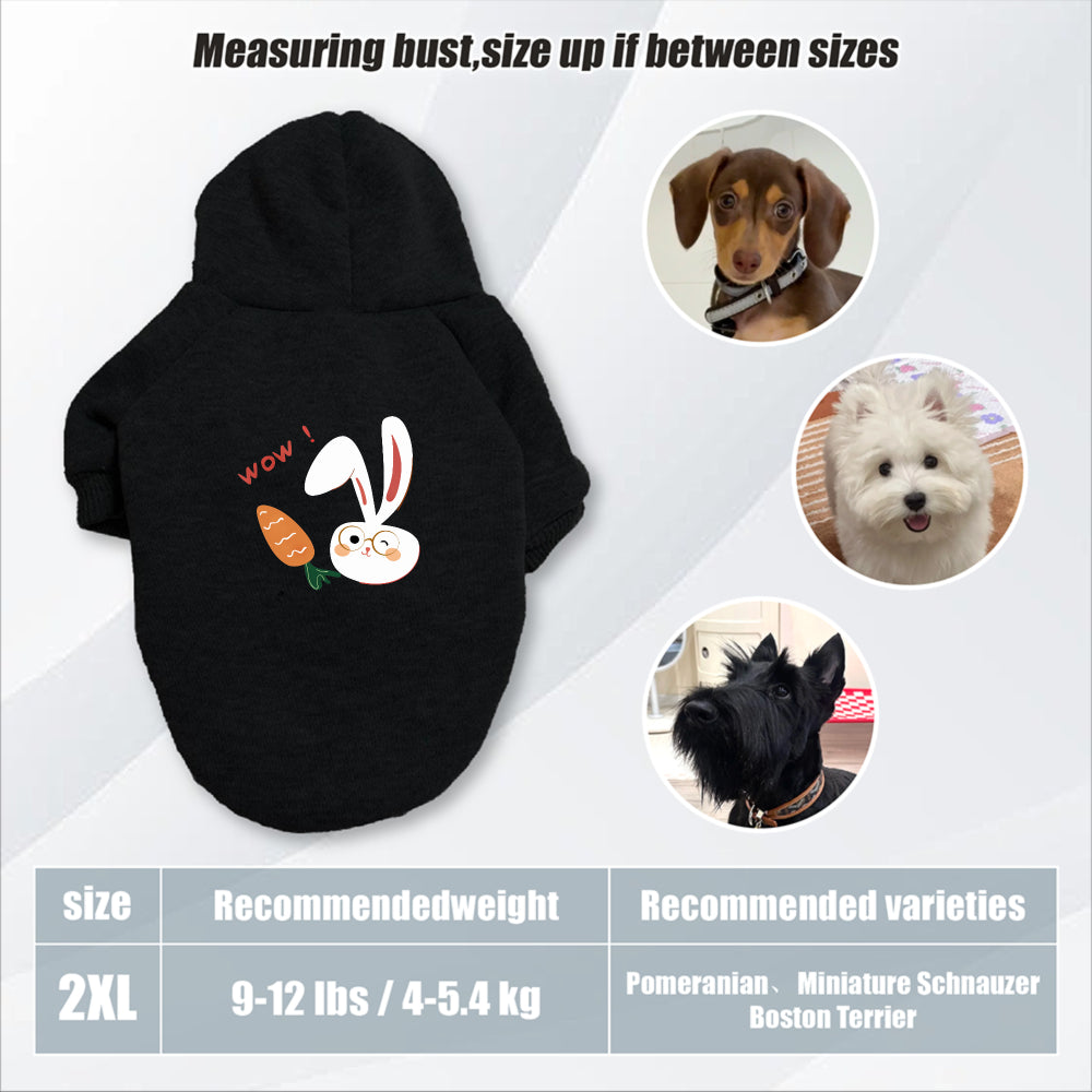 Sweat à capuche pour chien, avec imprimé lapin blanc et carotte mignon, diverses couleurs