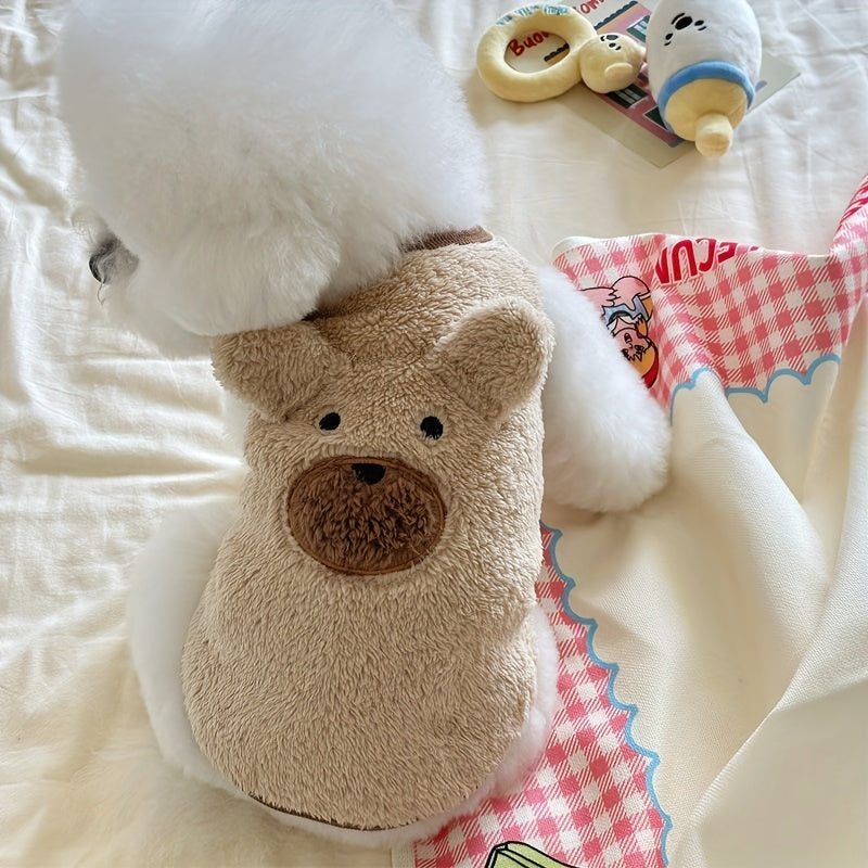 Pull pour chien avec tête d'ourson et petites oreilles, pull mignon, tout doux et bien chaud, 2 couleurs