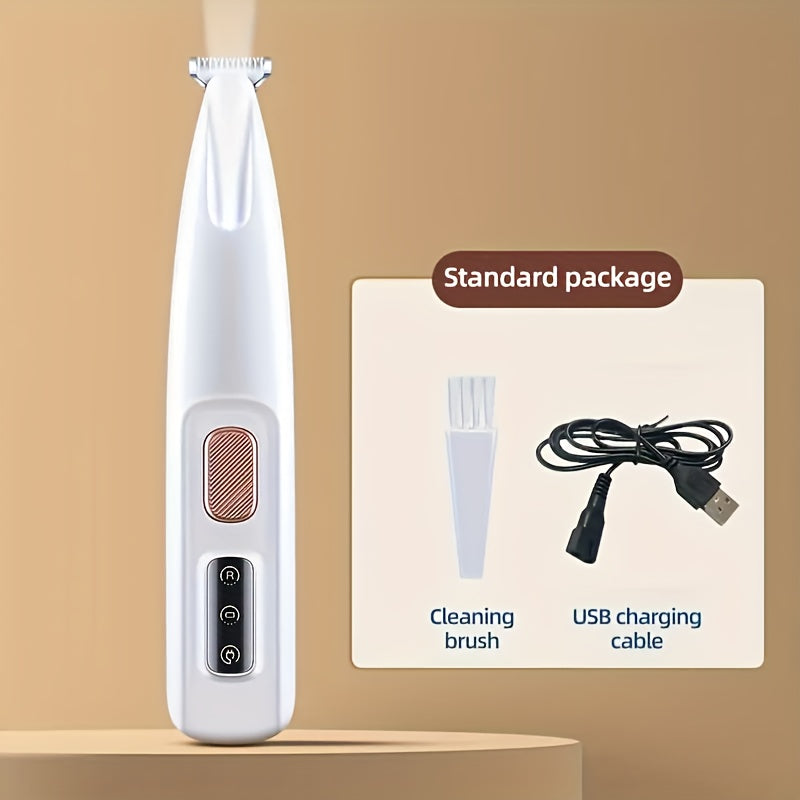 Tondeuse multifonctionnelle pour animaux de compagnie, rechargeable par USB, silencieuse avec lumière LED, adaptée aux pattes, aux yeux, aux oreilles, au visage et aux hanches, blanche