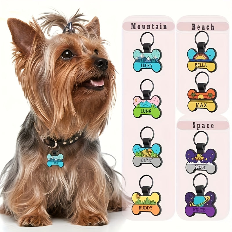 Médaille pour chien personnalisée en forme d'os, en silicone, diverses couleurs et divers motifs