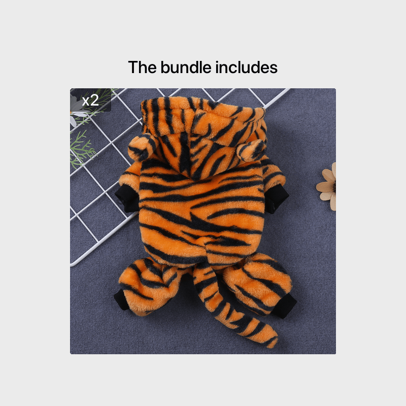 Costume de tigre pour chien de tailles petite et moyenne, doux et chaud, confortable à porter