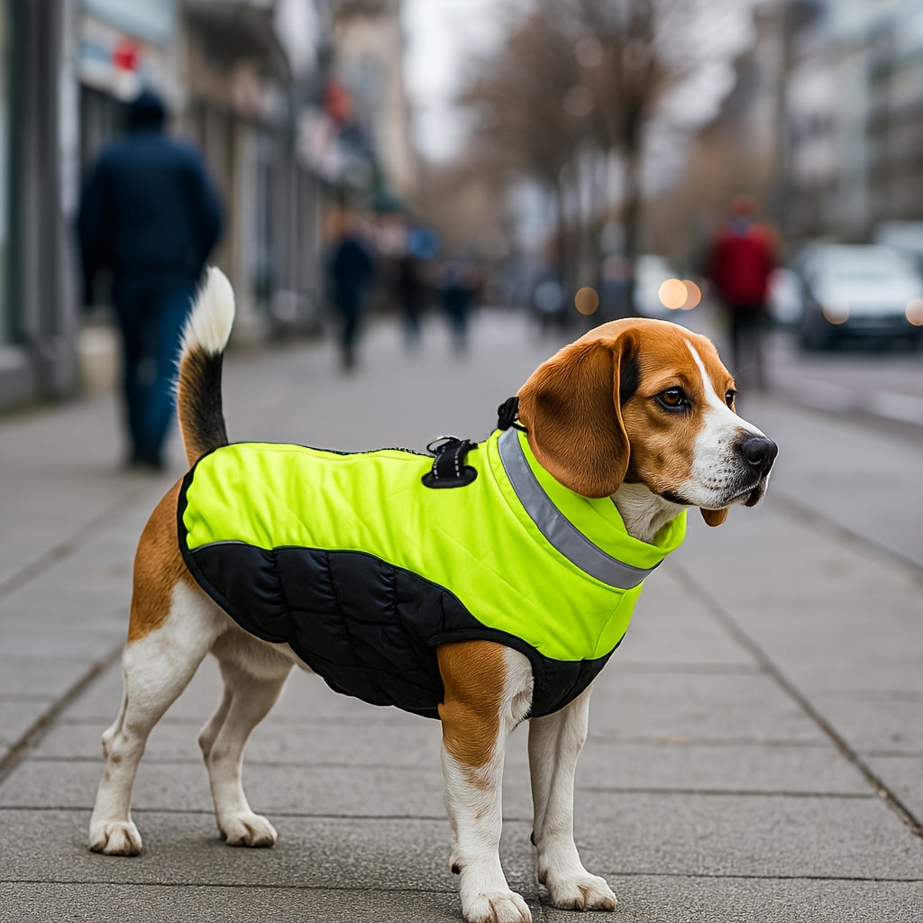 Veste fluorescente verte pour chien - Manteau à fermeture éclair facile à enfiler, idéal pour les chiens de toutes tailles