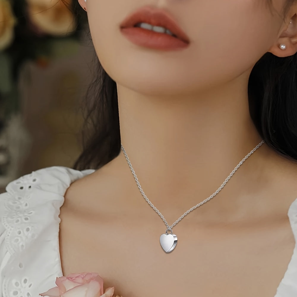 Collier avec urne funéraire en forme de cœur en acier inoxydable pour cendres d'animaux