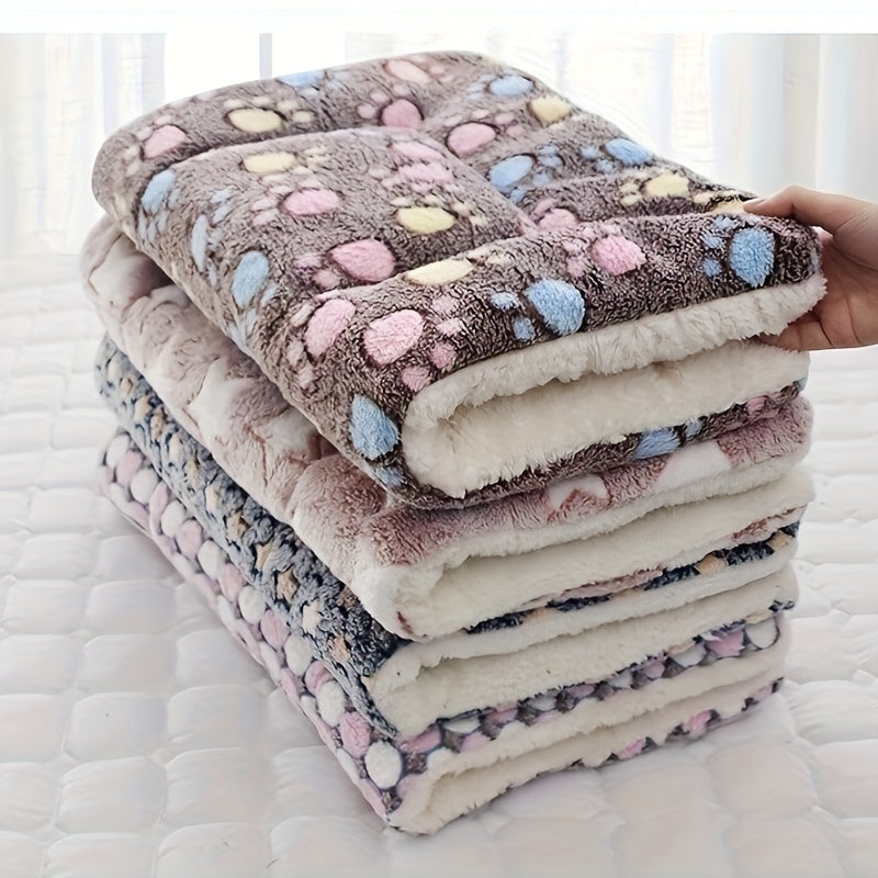 Tapis épais pour chien, moelleux et bien chaud, motif imprimé de pattes