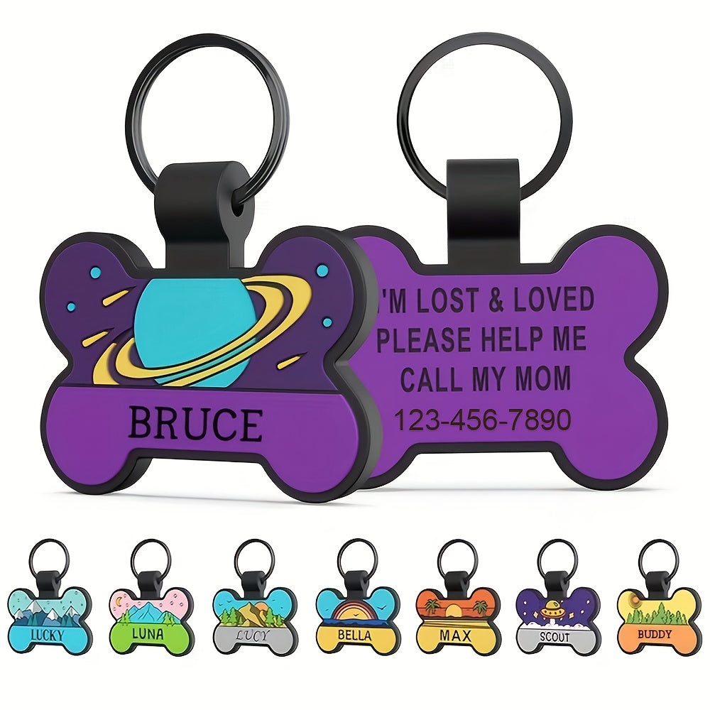 Médaille pour chien personnalisée en forme d'os, en silicone, diverses couleurs et divers motifs
