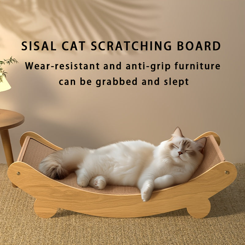 Lit griffoir pour chat, confortable avec position incurvée, peu encombrant, facile à assembler, en lin doux