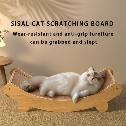 Lit griffoir pour chat, confortable avec position incurvée, peu encombrant, facile à assembler, en lin doux