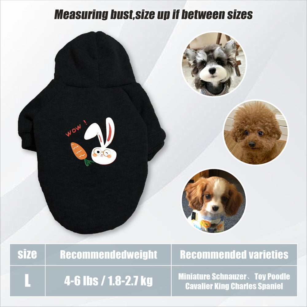 Sweat à capuche pour chien, avec imprimé lapin blanc et carotte mignon, diverses couleurs