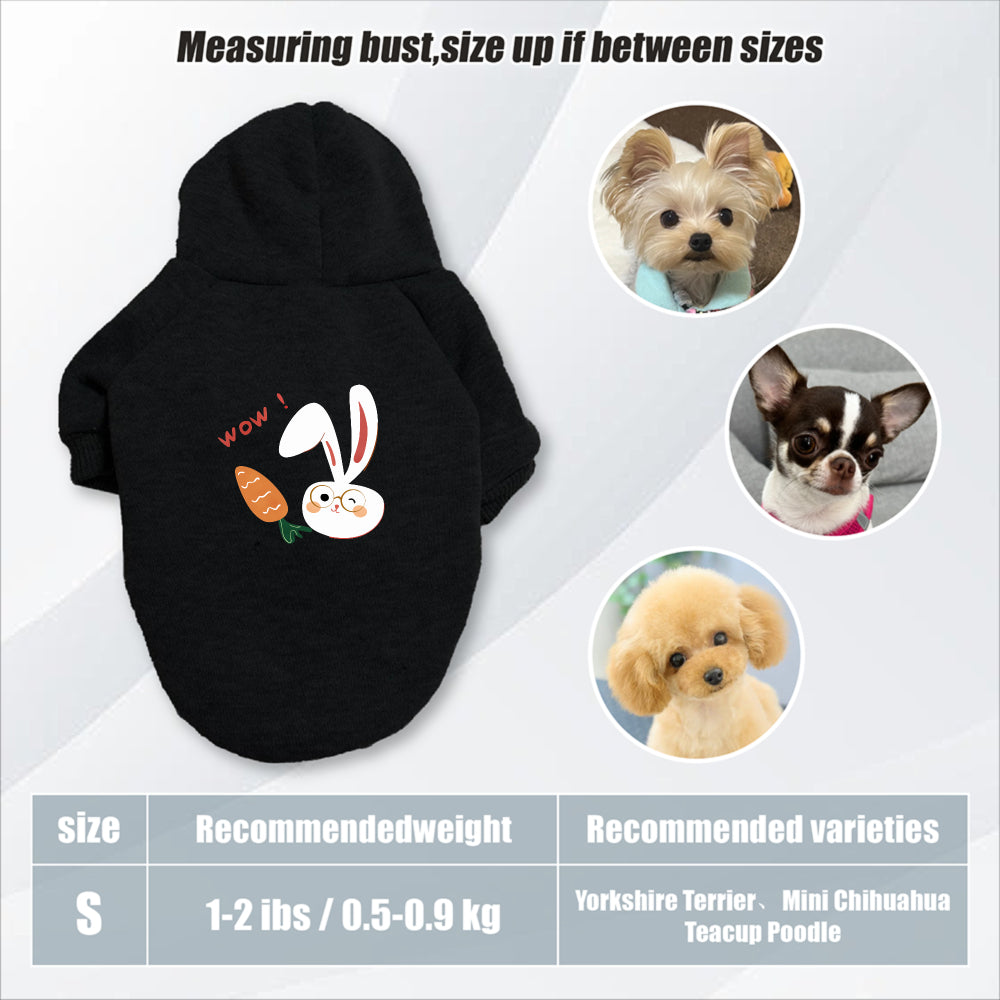 Sweat à capuche pour chien, avec imprimé lapin blanc et carotte mignon, diverses couleurs