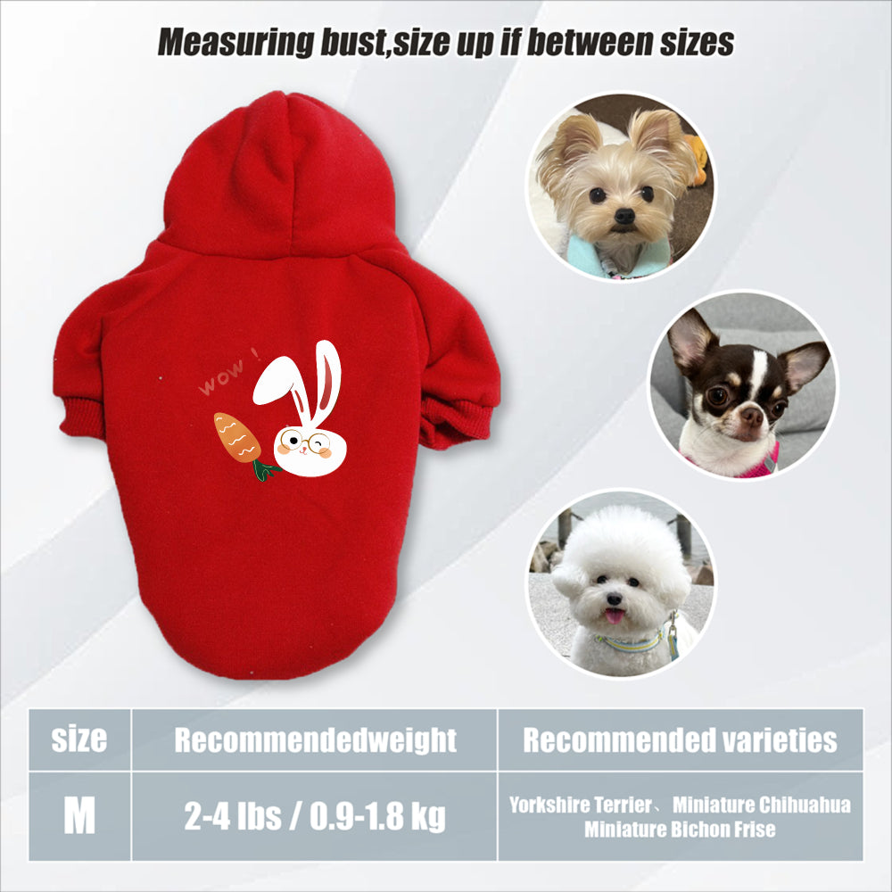 Sweat à capuche pour chien, avec imprimé lapin blanc et carotte mignon, diverses couleurs