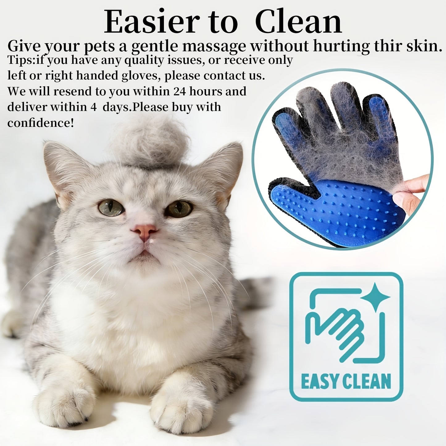 Lot de 2 gants de toilettage pour animaux, pour démêler et masser votre chien ou votre chat, élimine les poils morts, diverses couleurs