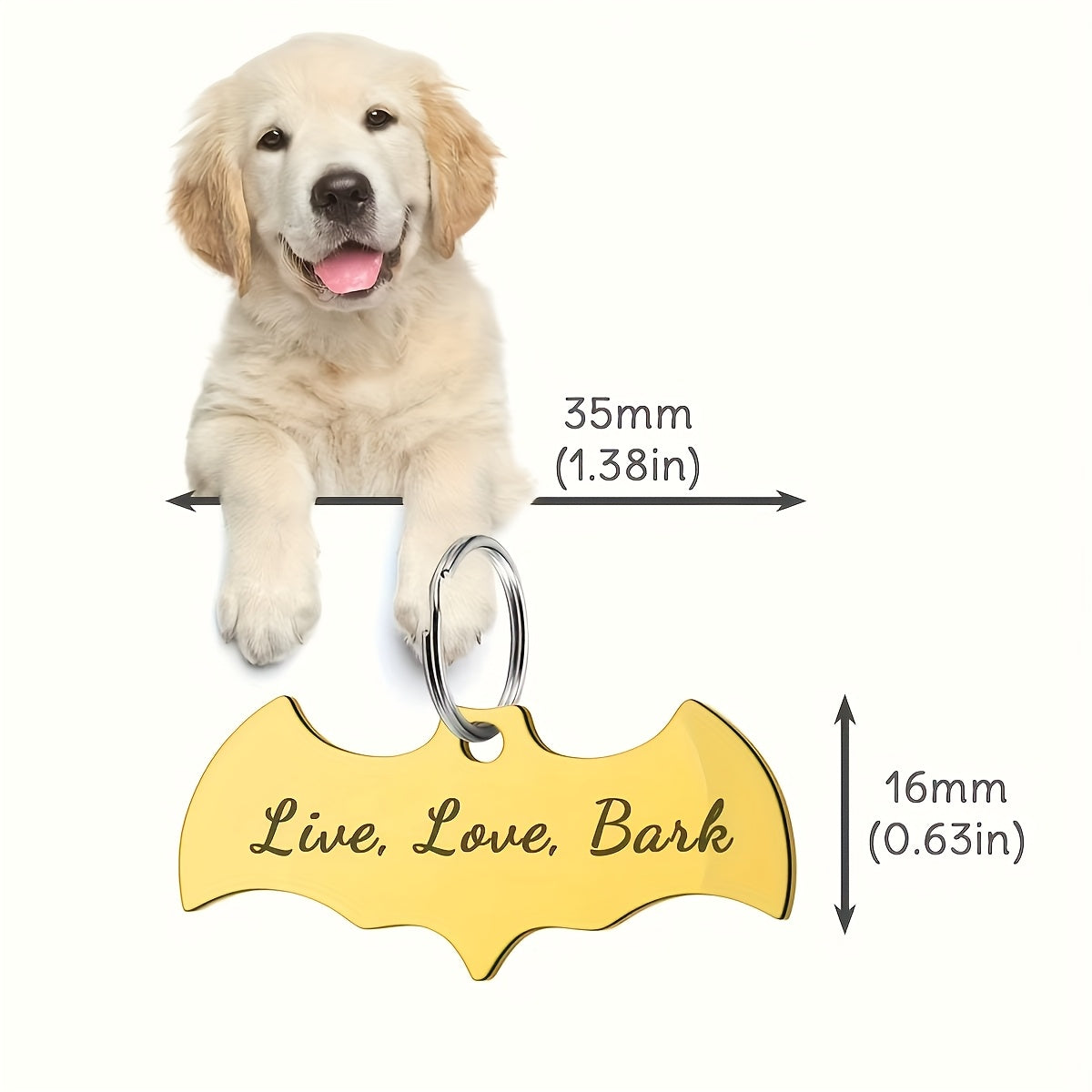 Médaille d'identification personnalisée en forme de chauve-souris pour chien, diverses couleurs