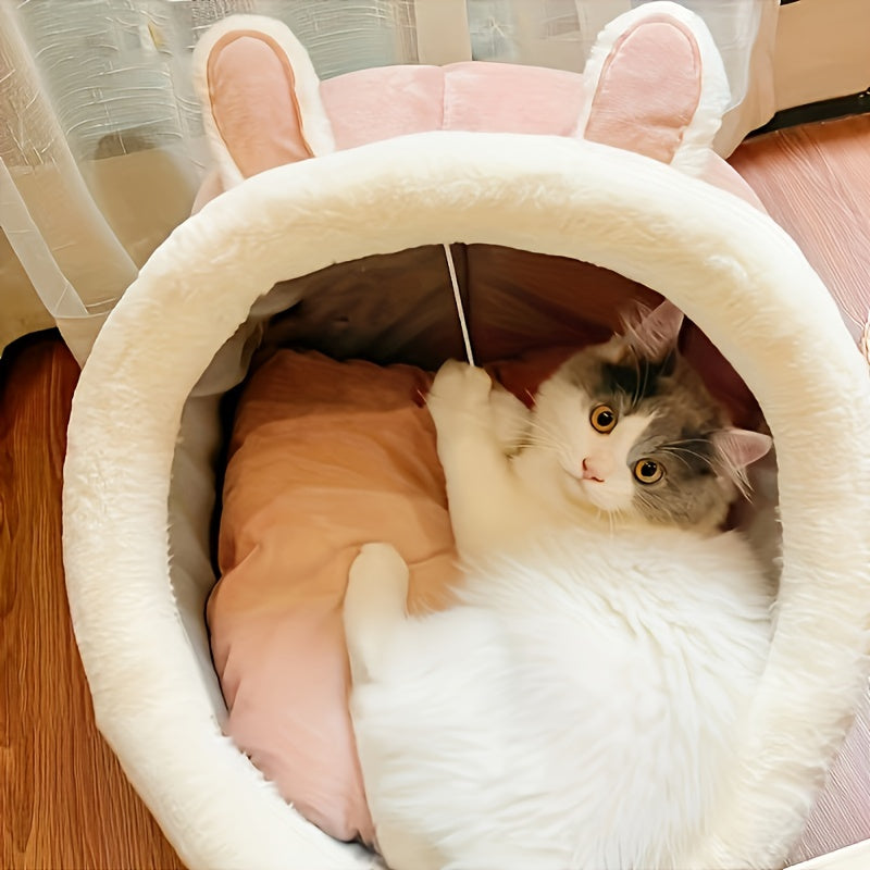 1pc Pet Tent Soft Dog Bed Semi-Enclosed Cat Cave Bed Soft And Comfortable Pet House