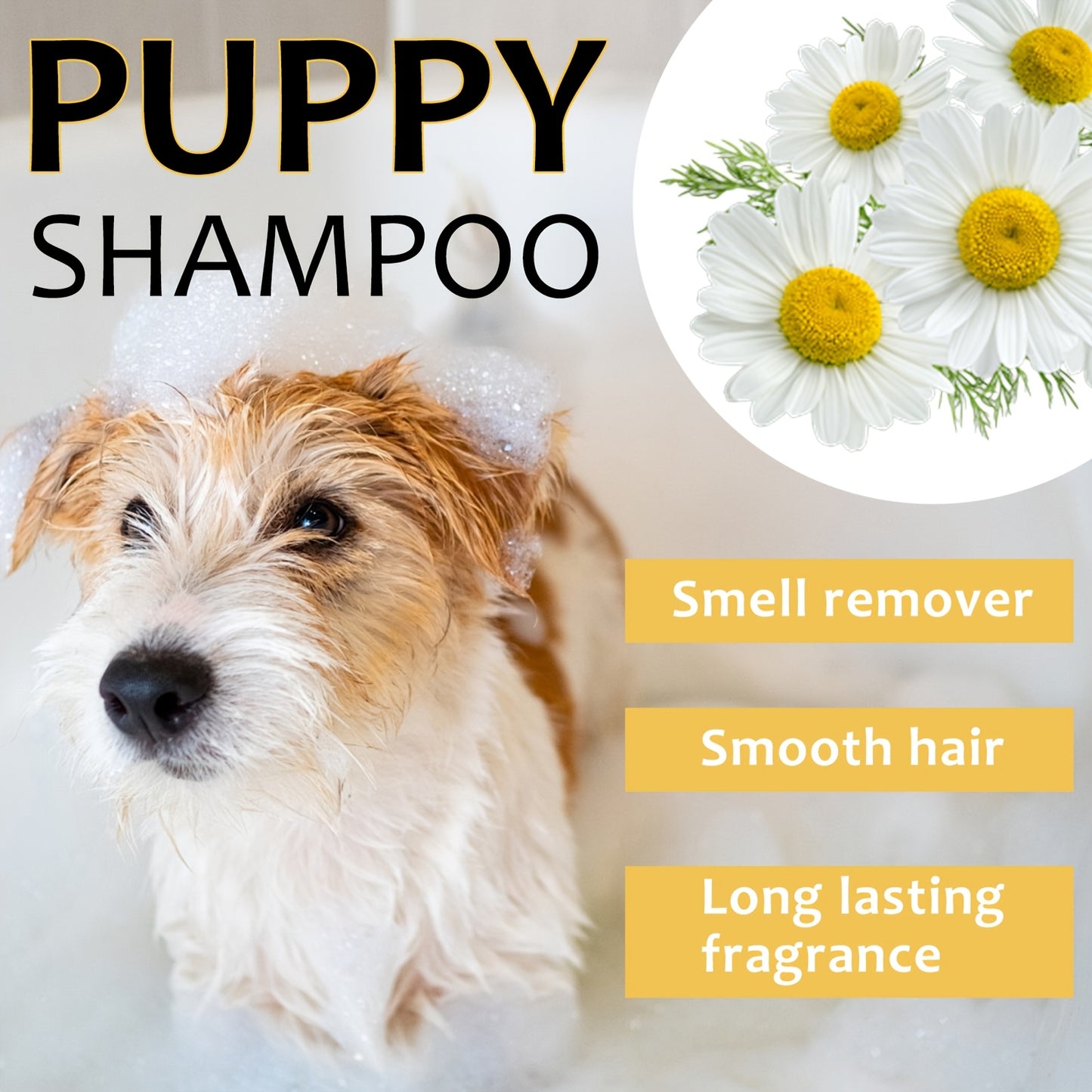 Shampooing pour chiots - Formule extra douce et apaisante à base d'extraits d'avoine, nettoie et élimine les odeurs, adoucit et apaise, parfum longue durée, shampooing et après-shampooing