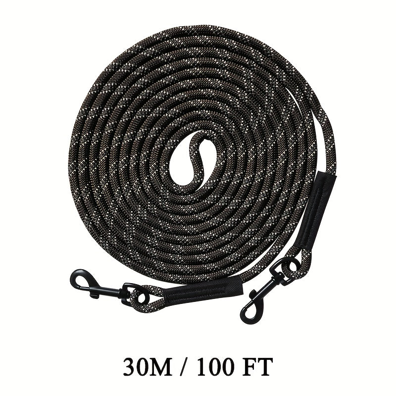 Laisse d'entraînement pour chien de 20 m et 30 m, deux crochets pivotants à 360°, adaptée à l'entraînement au rappel, au camping, à la promenade dans le jardin, etc., matériau en polypropylène, pour chiens de toutes tailles, diverses couleurs