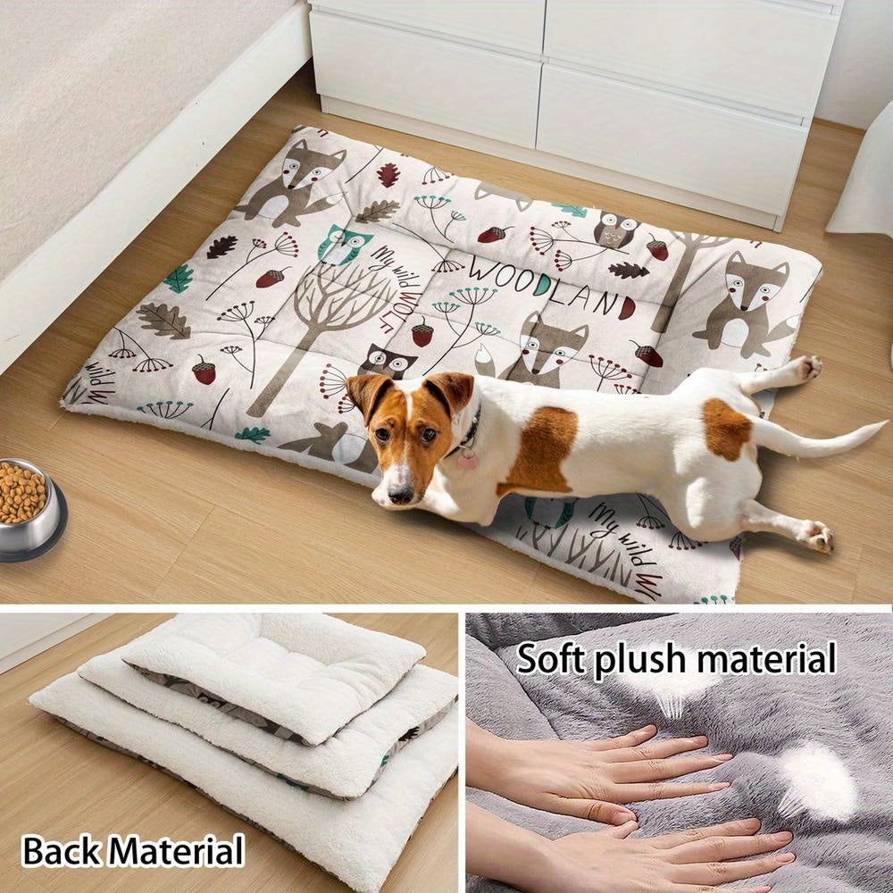 Lit pour chien et chat surdimensionné, coussin confortable avec imprimé renard, lavable en machine, épais, doux et respirant