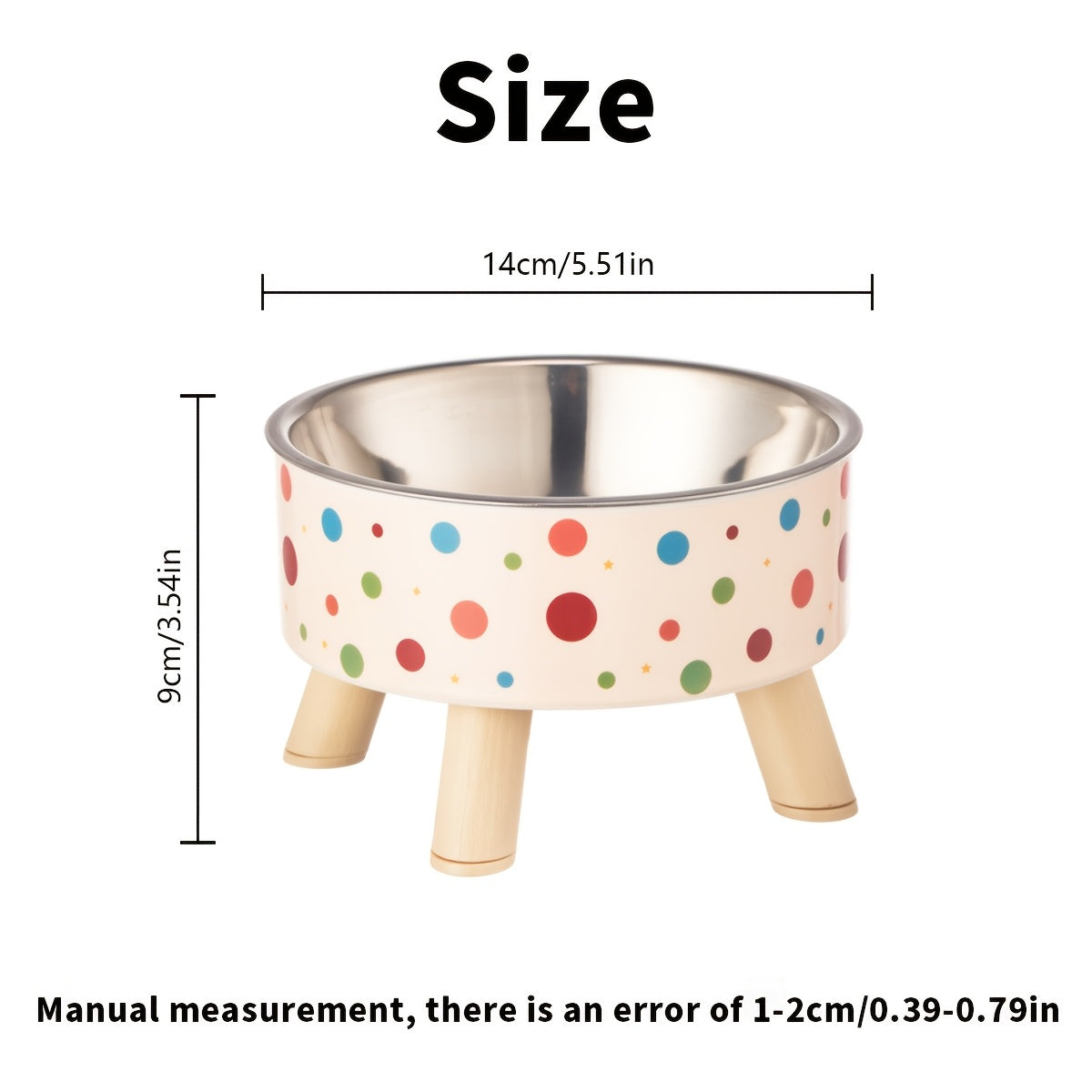 Gamelle surélevée pour chien et chat, grande capacité, antidérapante, conception ergonomique pour un repas confortable en hauteur, beige à petits pois