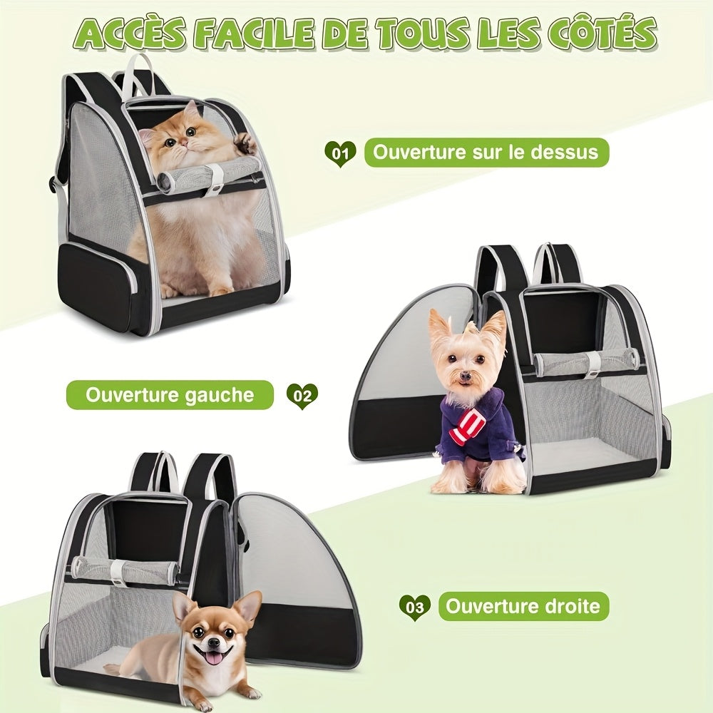 Sac à dos pour chien et chat, conçu en mailles pour une aération et un confort optimal, sac très spacieux, divers coloris