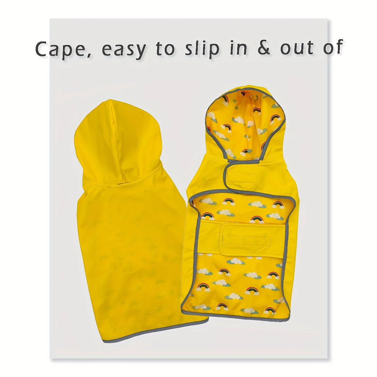 Imperméable jaune, réversible avec motifs, pour chien