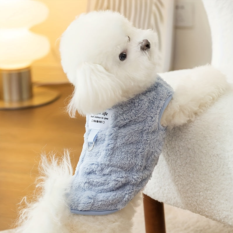 Pull en polaire douillet pour chien, motif mignon, anneau intégré pour les sorties, diverses couleurs