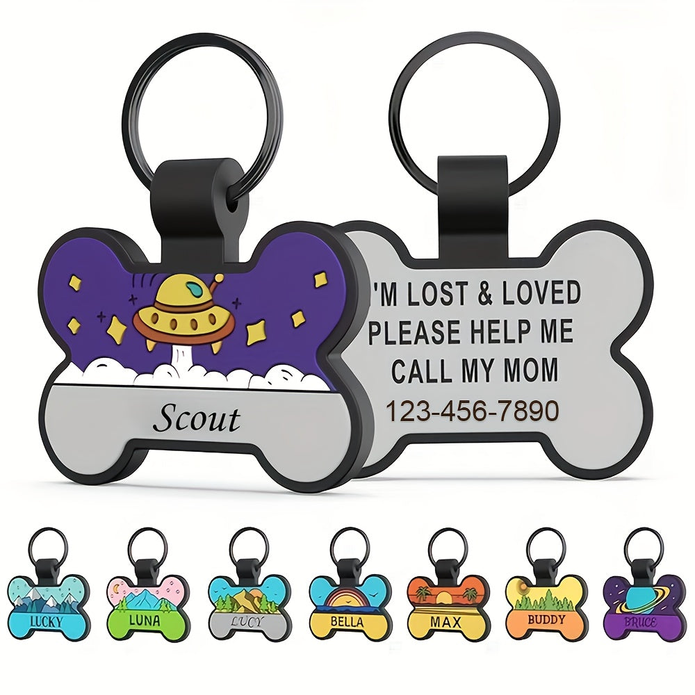 Médaille pour chien personnalisée en forme d'os, en silicone, diverses couleurs et divers motifs