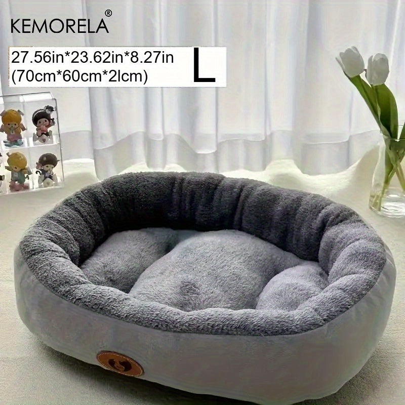 Lit ovale douillet en peluche pour chiens et chats, moelleux et épais, diverses couleurs
