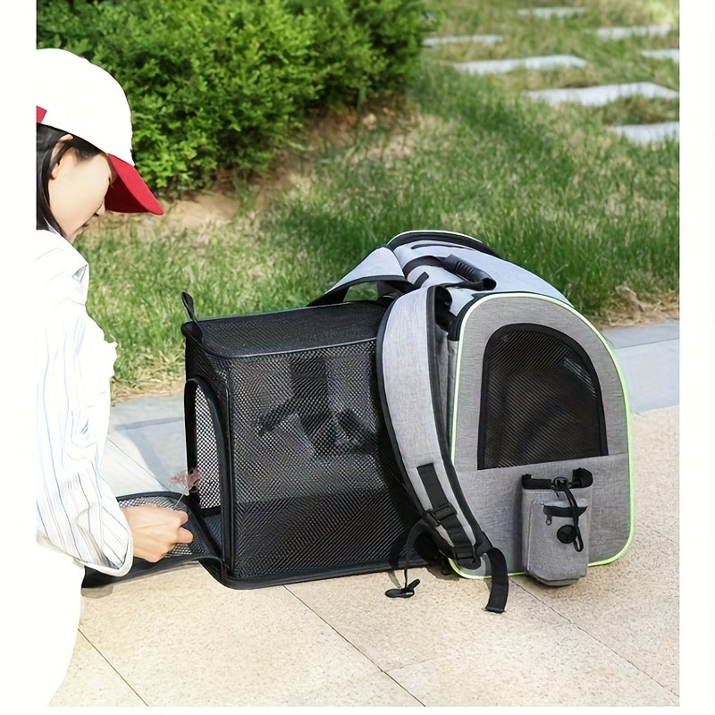 Sac à dos extensible pour chat et petit chien - Ventilation en maille respirante, conception ergonomique avec sangles réglables, léger et portable pour les voyages, la randonnée, le camping, les aventures en plein air, diverses couleurs