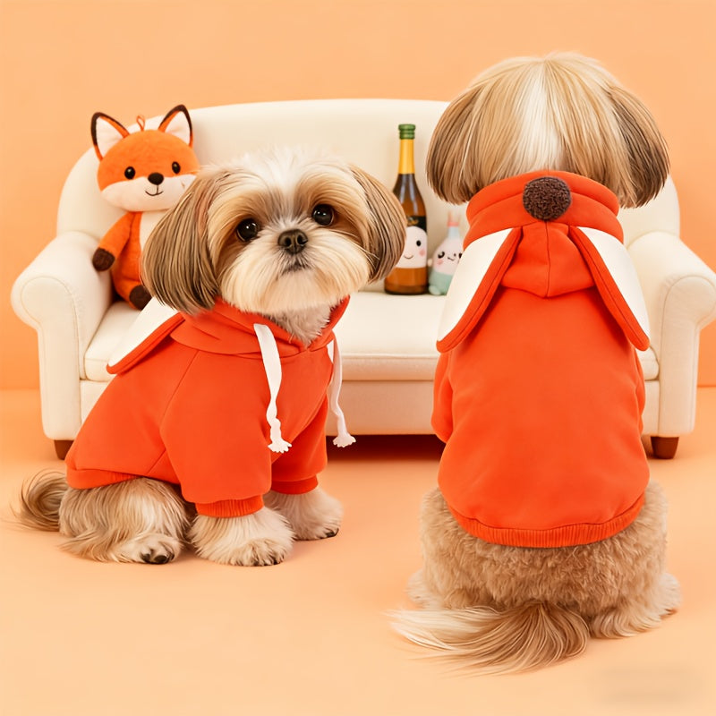Sweat à capuche chaud pour petits et moyens chiens, costume mignon de renard, orange