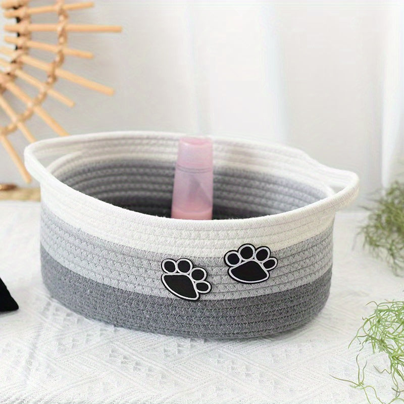 Panier à jouets pour chien, tricolore avec motif de pattes, diverses couleurs