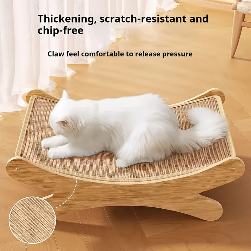 Lit pour chat à surface incurvée, plusieurs tailles disponibles pour permettre aux chats de « griffer et se blottir » et profiter d'un bonheur total, intérieur en carton, extérieur en bois massif