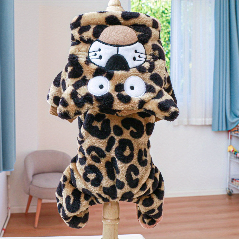 Sweat à capuche pour petits chiens, costume de léopard, chaud et confortable