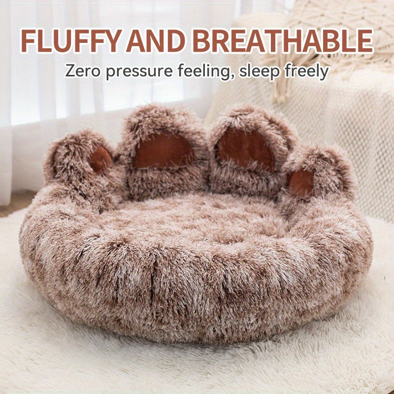 Un lit douillet en forme de patte d'ours adapté aux chiens et aux chats, offrant une solution de couchage douce et confortable pour vos compagnons à quatre pattes, diverses couleurs