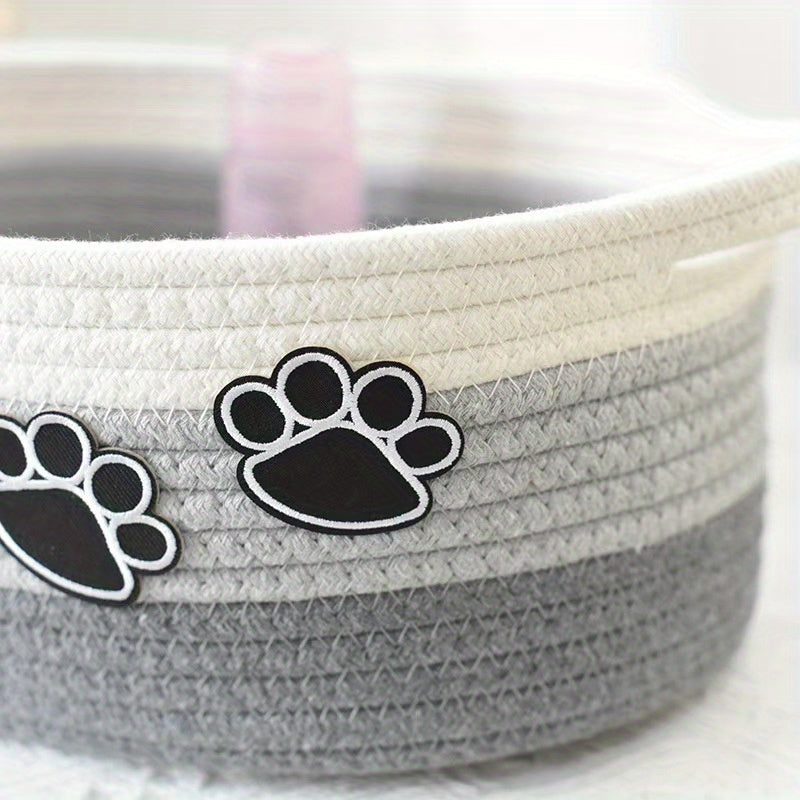 Panier à jouets pour chien, tricolore avec motif de pattes, diverses couleurs