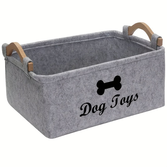 Panier de rangement pliable et résistant en tissu pour jouets pour chiens, avec poignées en bois – motif d'os, diverses couleurs